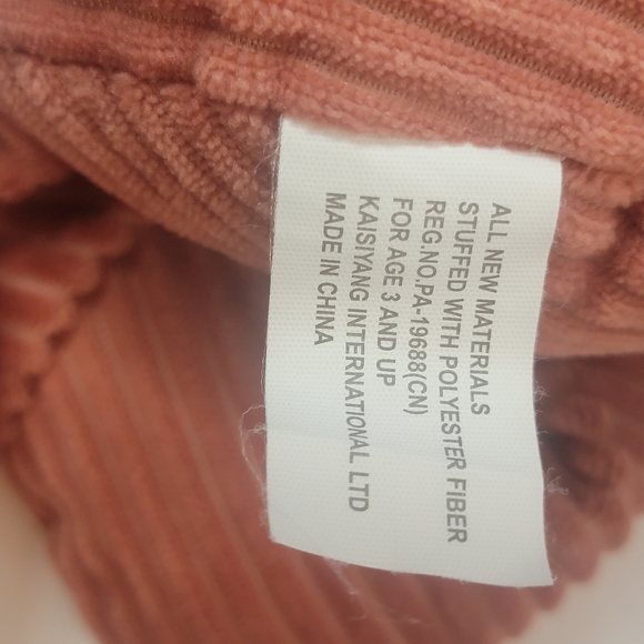 Corduroy Dusty Rose Plush Stuffed Fox with Heart on Chest - Picture 6 of 8